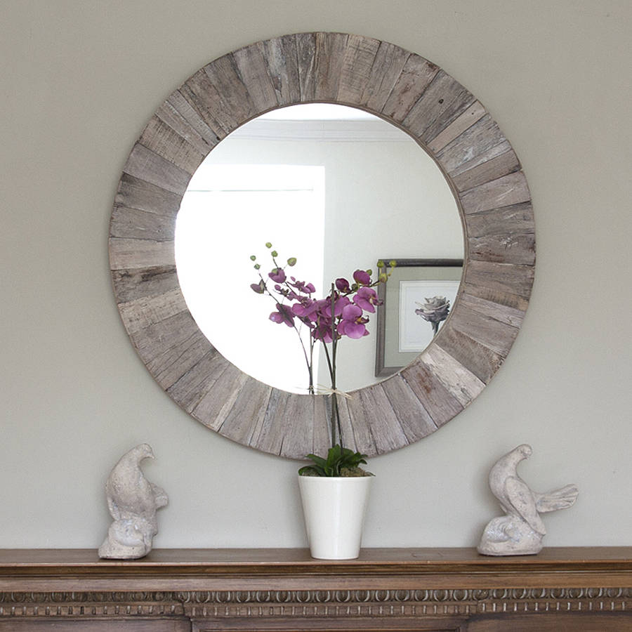 round wooden mirror by decorative mirrors online  notonthehighstreet.com