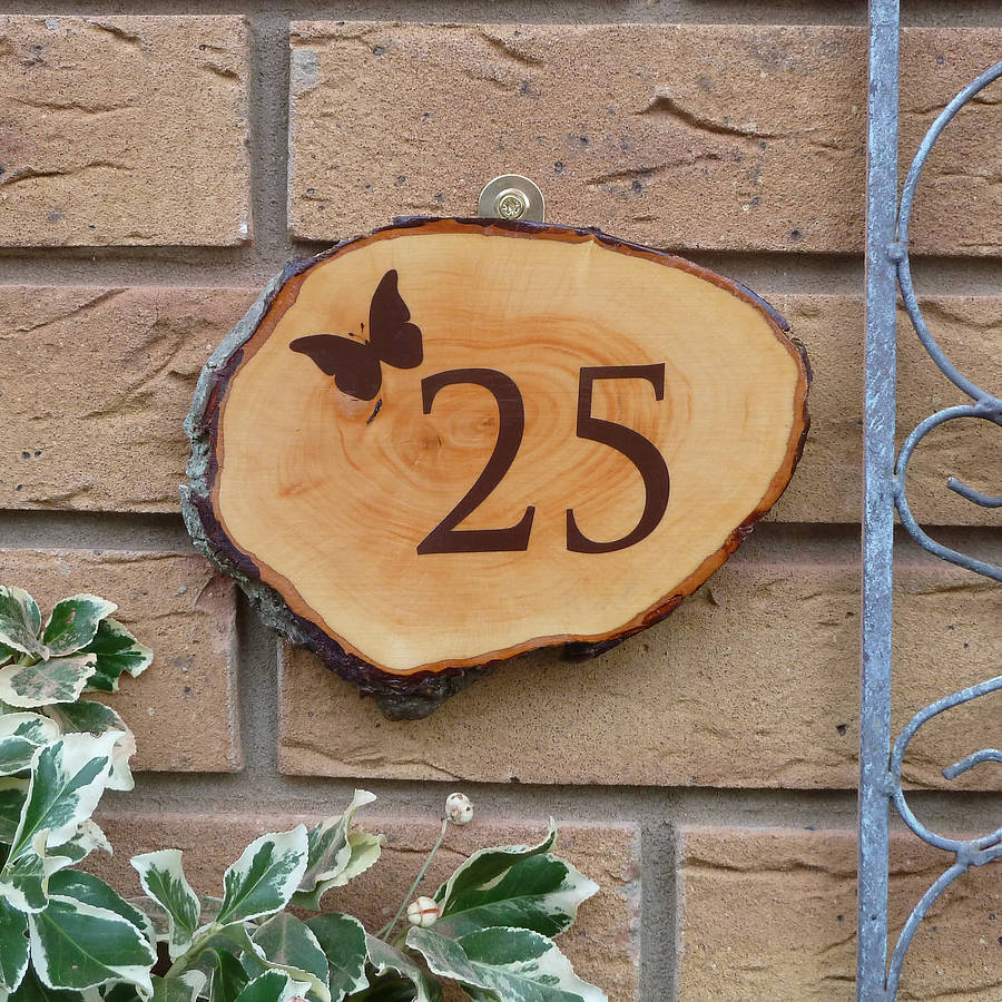 & signs gifts number by nutmeg number  personalised door sign  rustic  wooden house home