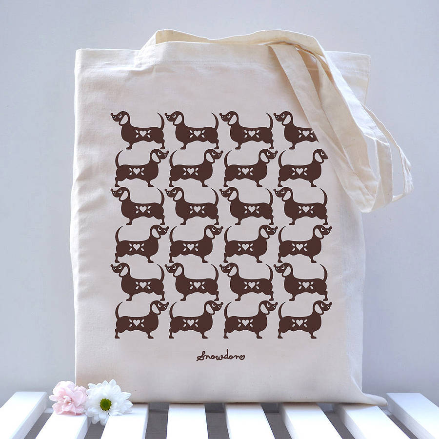 sausage dog pattern tote bag by snowdon design  craft ...