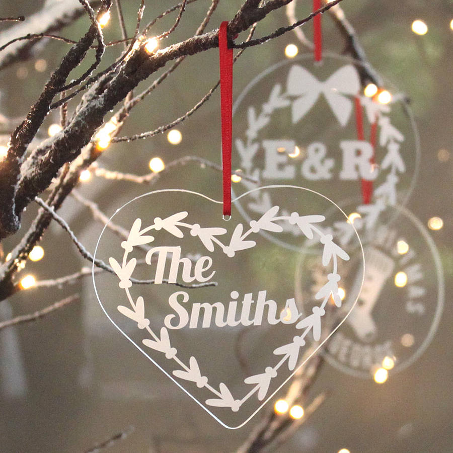 personalised name heart christmas decoration by becky broome ...