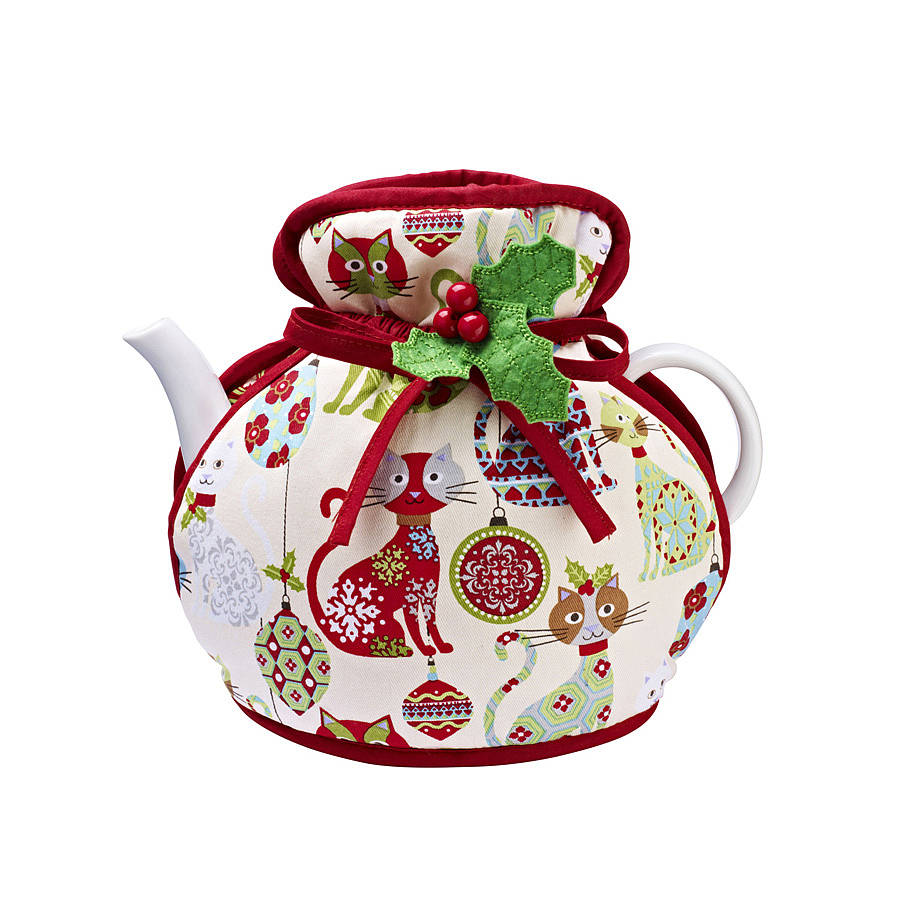 christmas cats teapot cosy by ulster weavers  notonthehighstreet.com