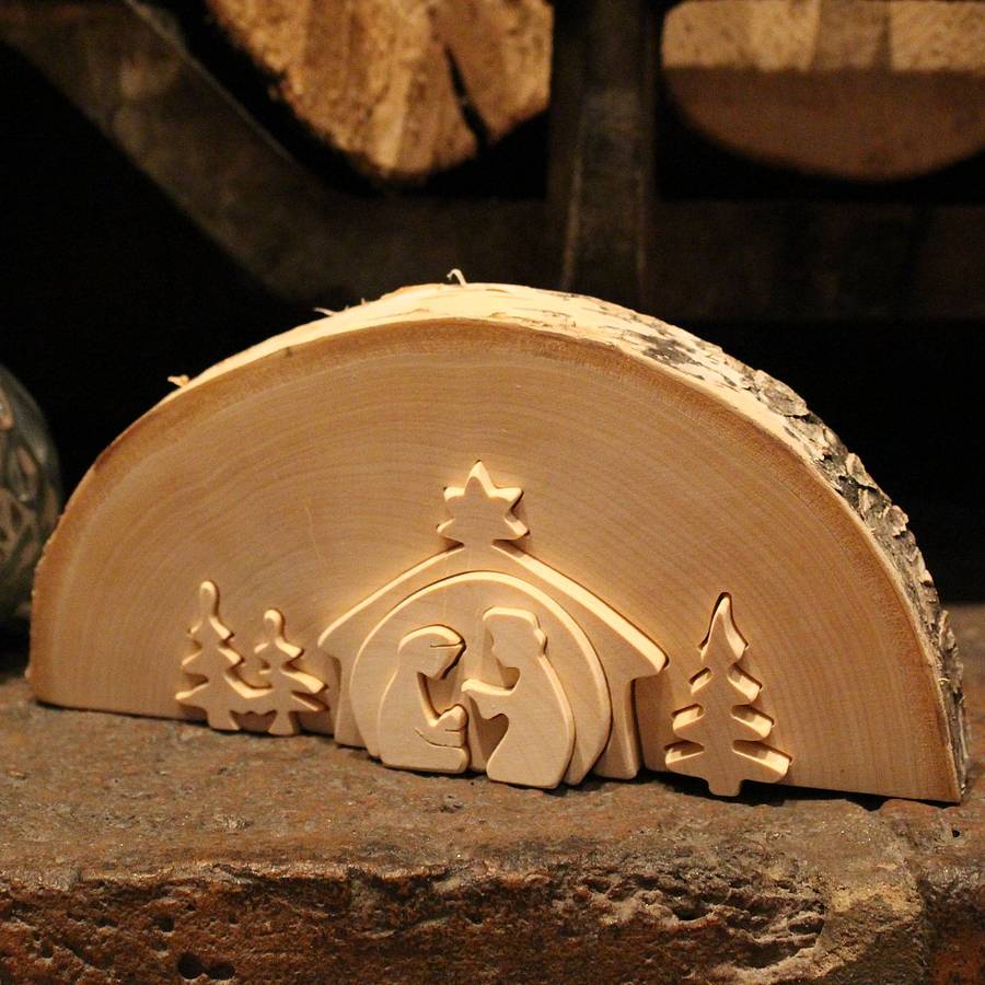 traditional wooden nativity scene by nest ...