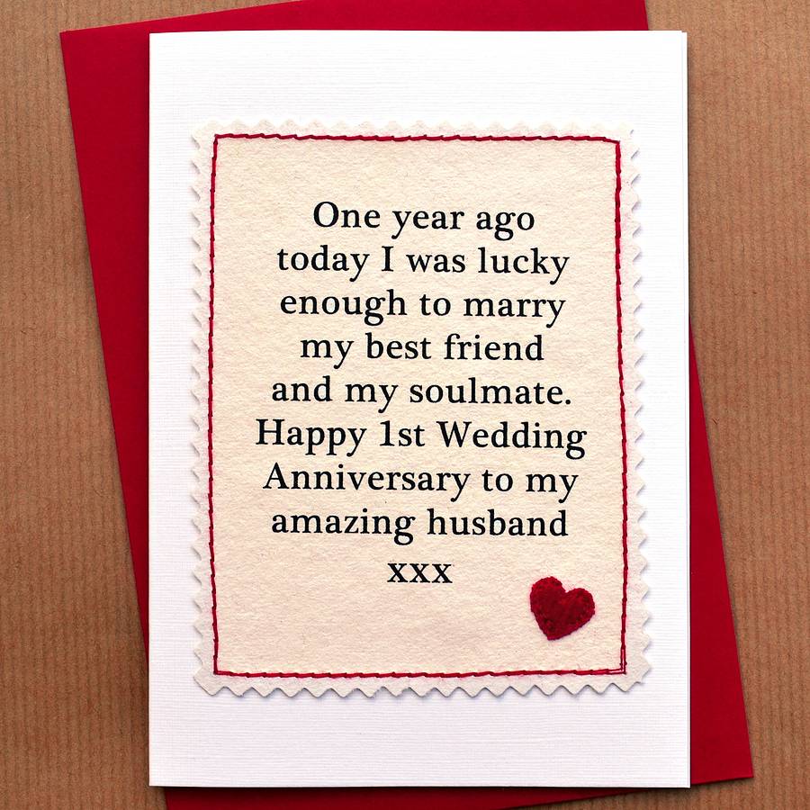 Anniversary Cards For Husband Messages First anniversary card