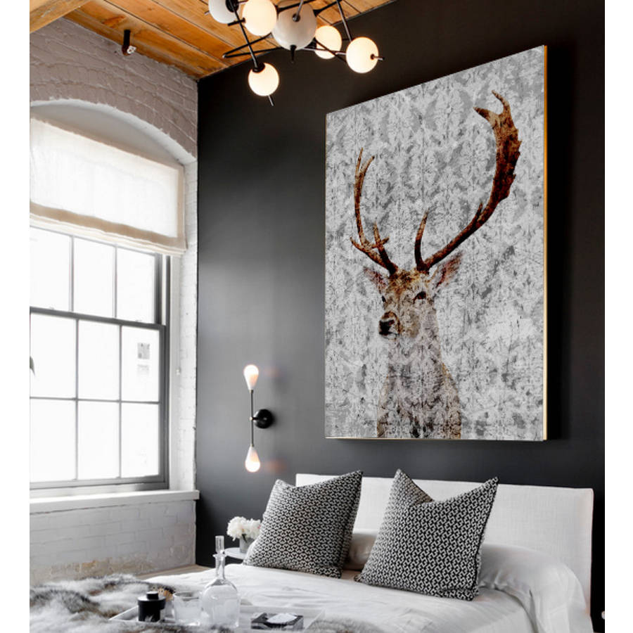 highlands stag canvas art by palm valley