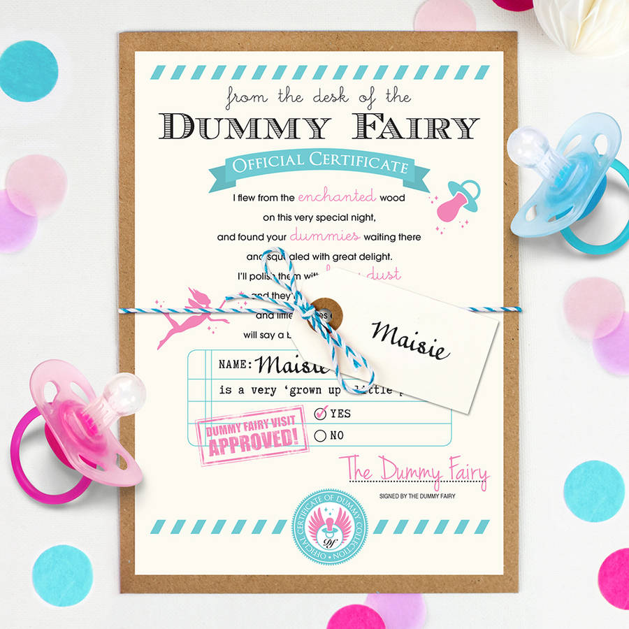 Dummy Fairy Certificate Pink Children’s Gift