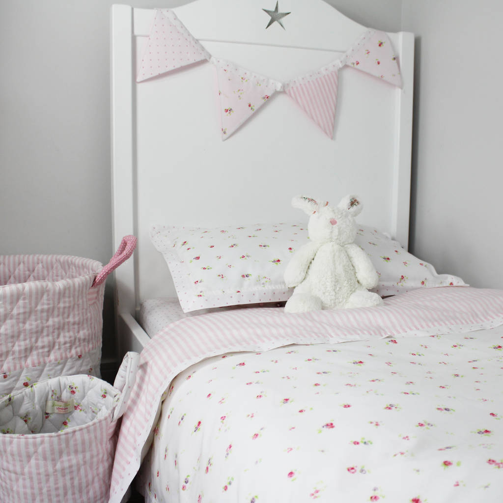 Floral Cot Bed Duvet Cover And Pillow Case By Lime Tree London