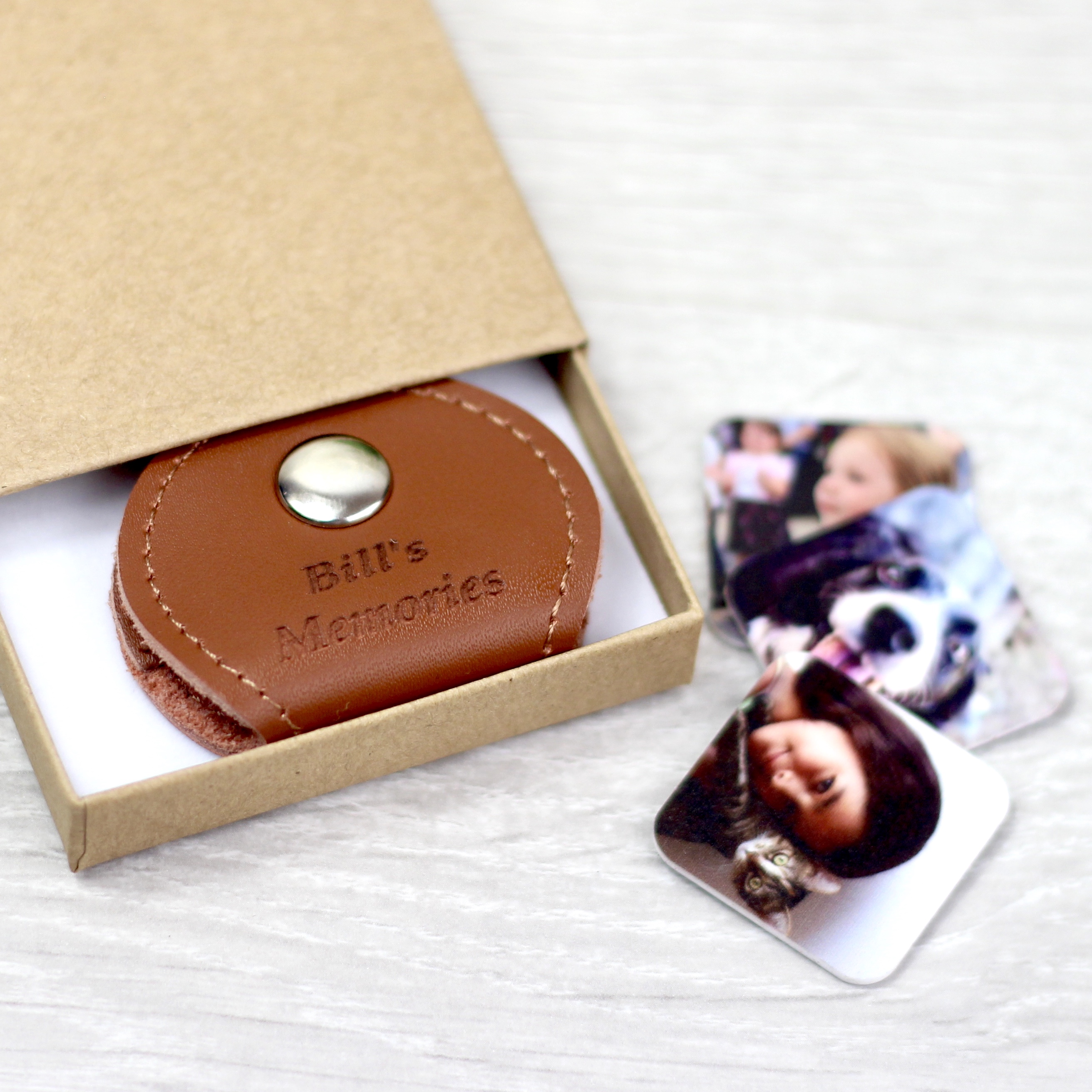 personalised photo tile leather keyring by beecycle ...