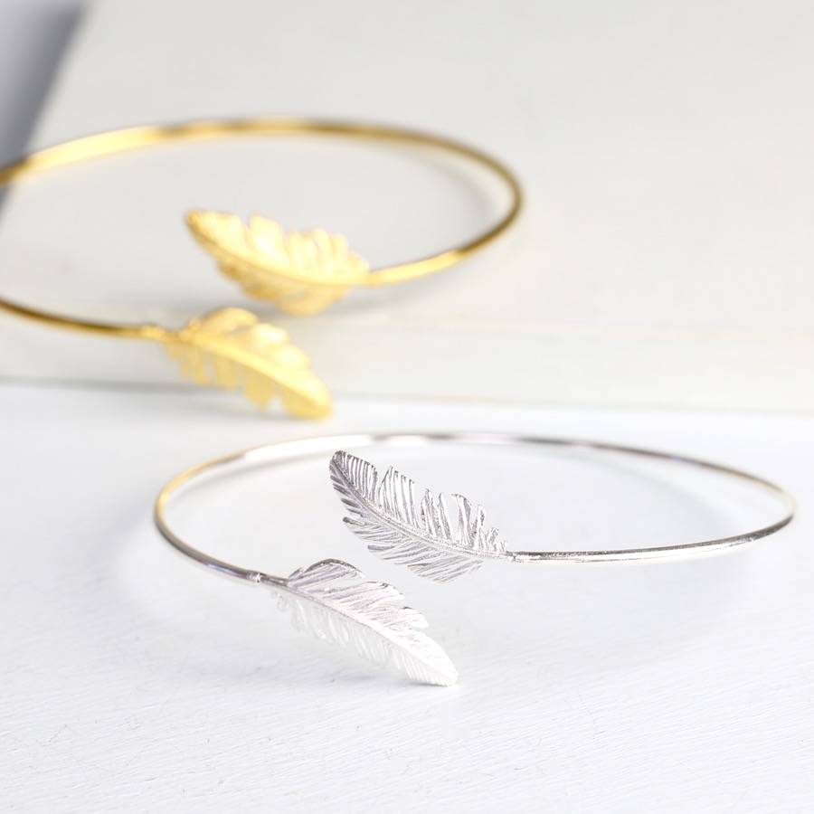 delicate feather bangle by lisa angel | notonthehighstreet.com