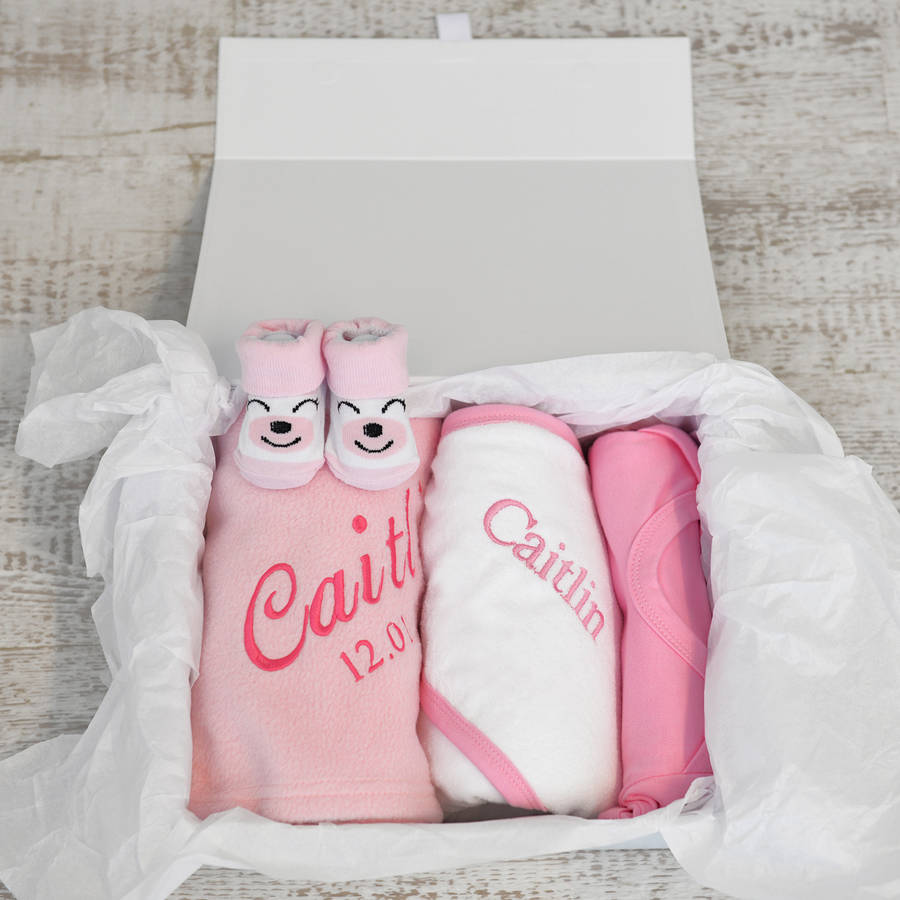 Personalised New Baby Girl Gift Hamper 