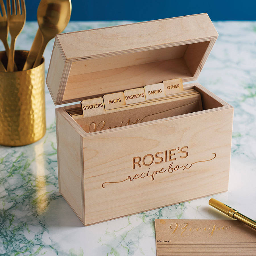 Wooden Recipe Box Personalized With First Name 