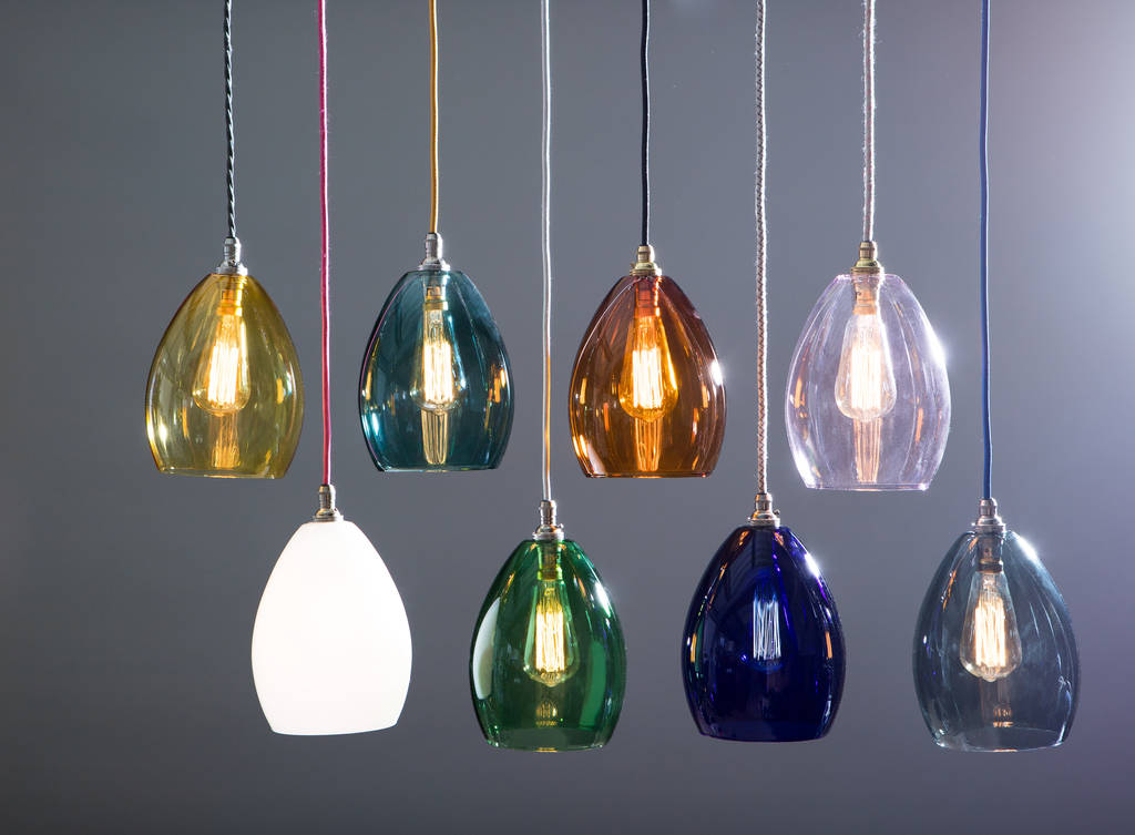 Coloured Glass Bertie Mid Pendant Light, Coloured Glass Lamp Shades