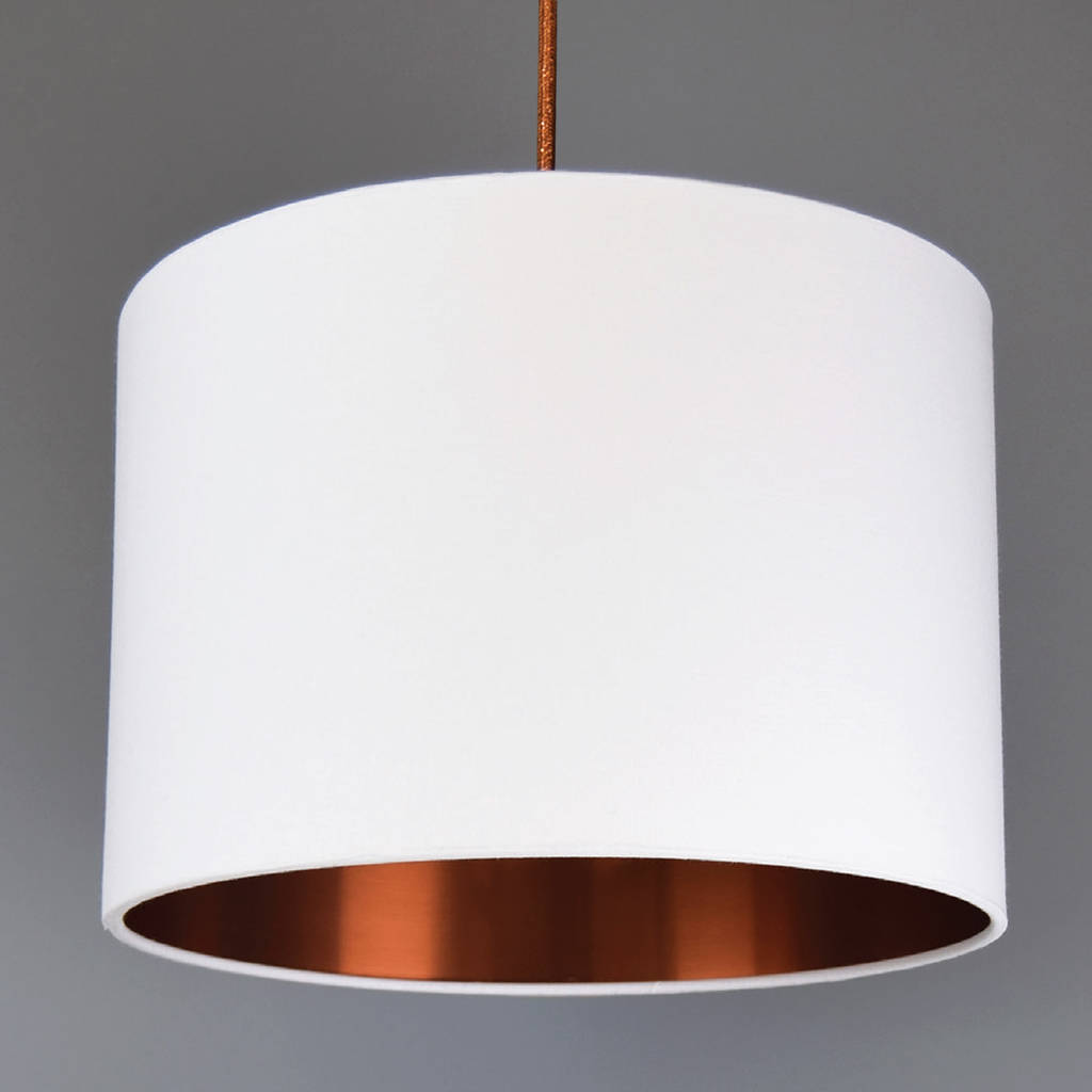 Brushed Copper Lined Drum Lampshade 40, Small Drum Lamp Shades Uk