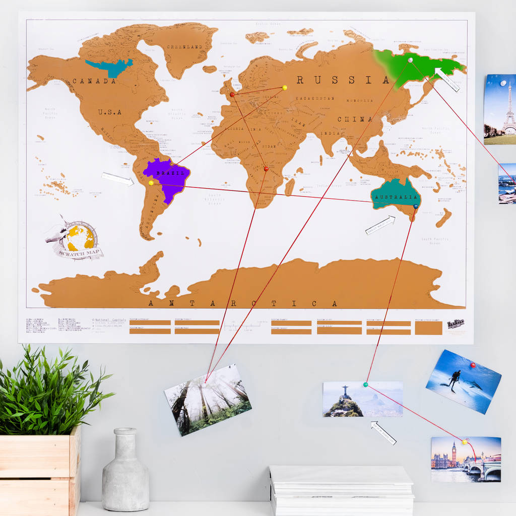 Scratch Off Push Pin World Map Bundle By Luckies