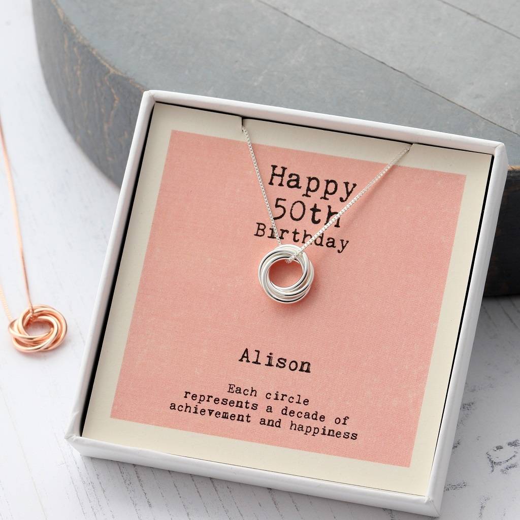 sterling silver 50th birthday necklace