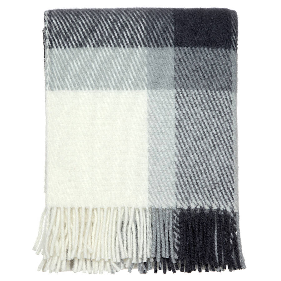 traditional check grey throw by dreamwool blanket co ...