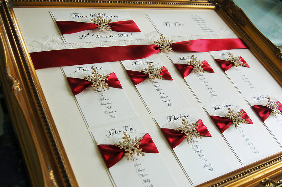 Personalised Winter Wedding Christmas Party Table Seating Plan 4 SIZE OPTIONS