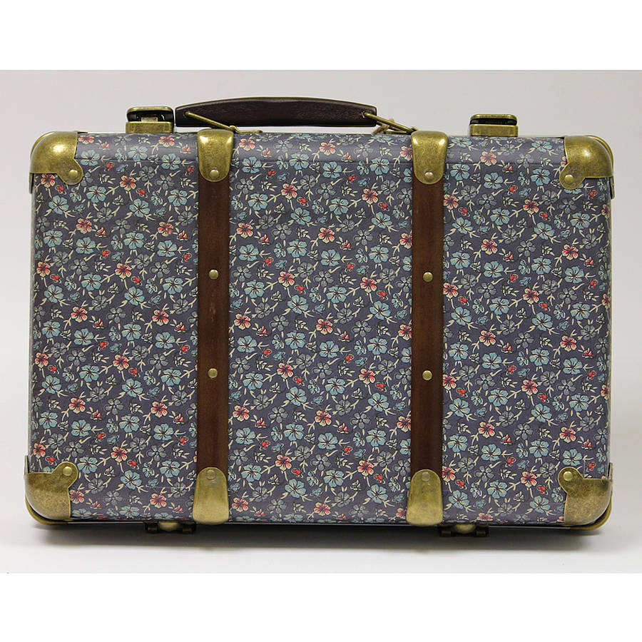 petrol vintage style floral suitcase by lindsay interiors ...